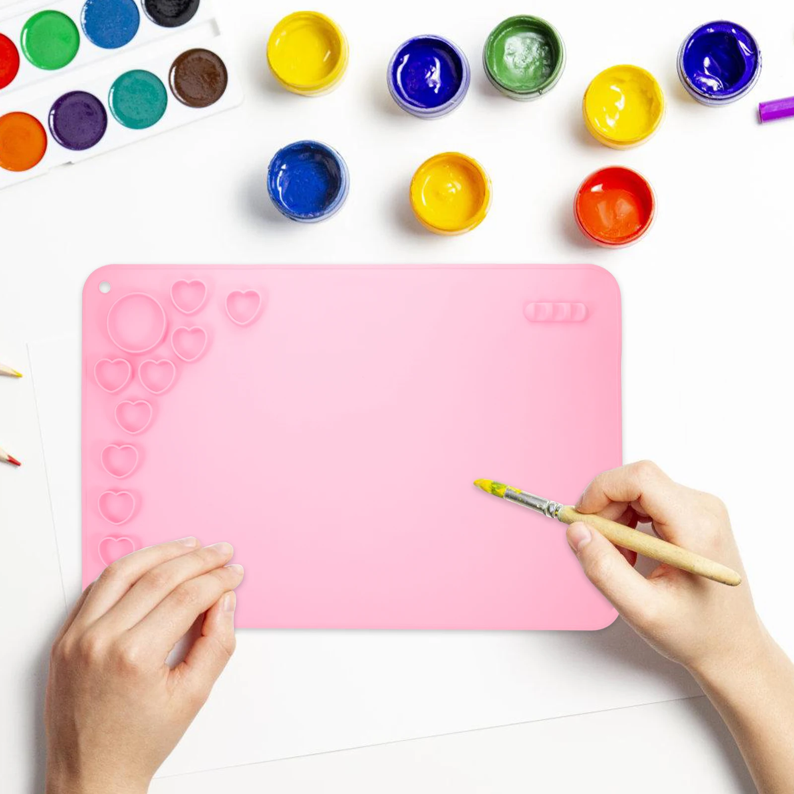 

1pc Silicone Drawing Mat Pink Kids Diy Painting Craft Supplies Resin Table Pad Protect Scratch Stain Easy Clean