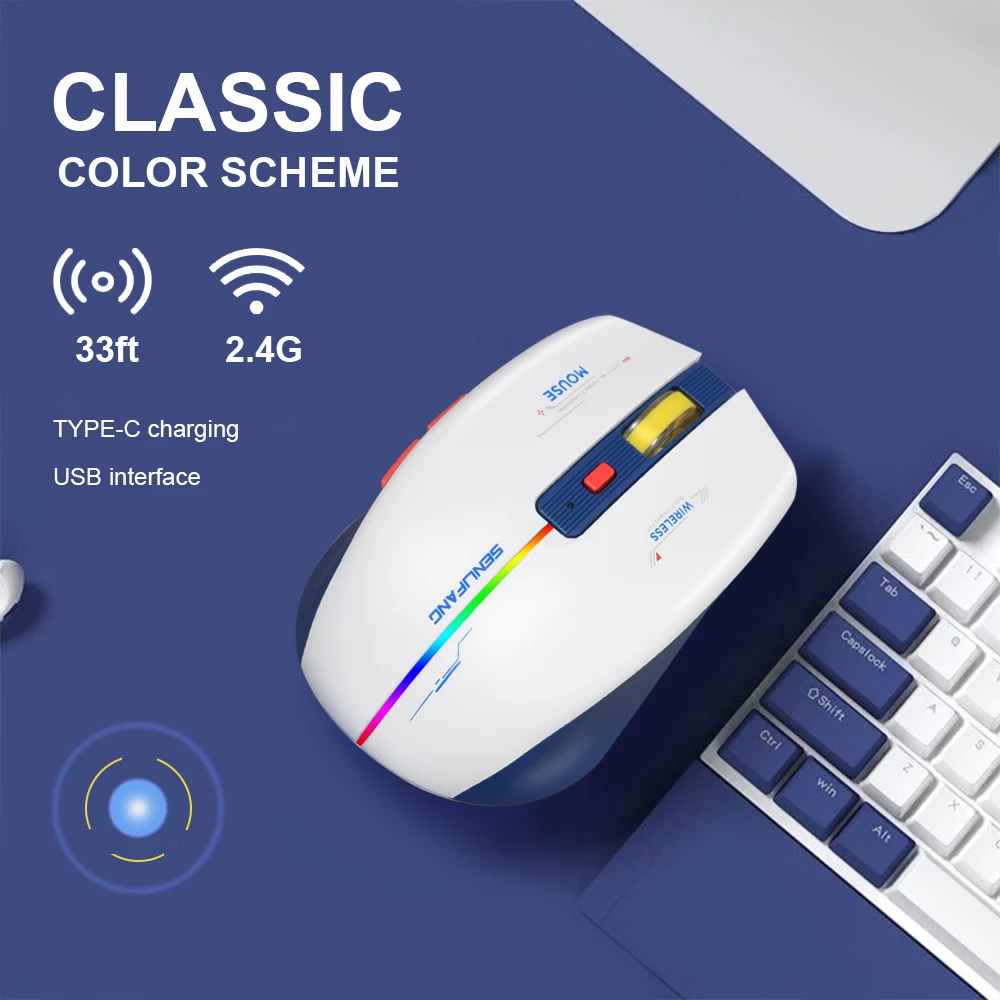 TYPE-C Wireless Charging Mouse New LT-T19 Ergonomic Gaming 2.4G  RGB Mice USB Interface For Desktop Laptop Computer