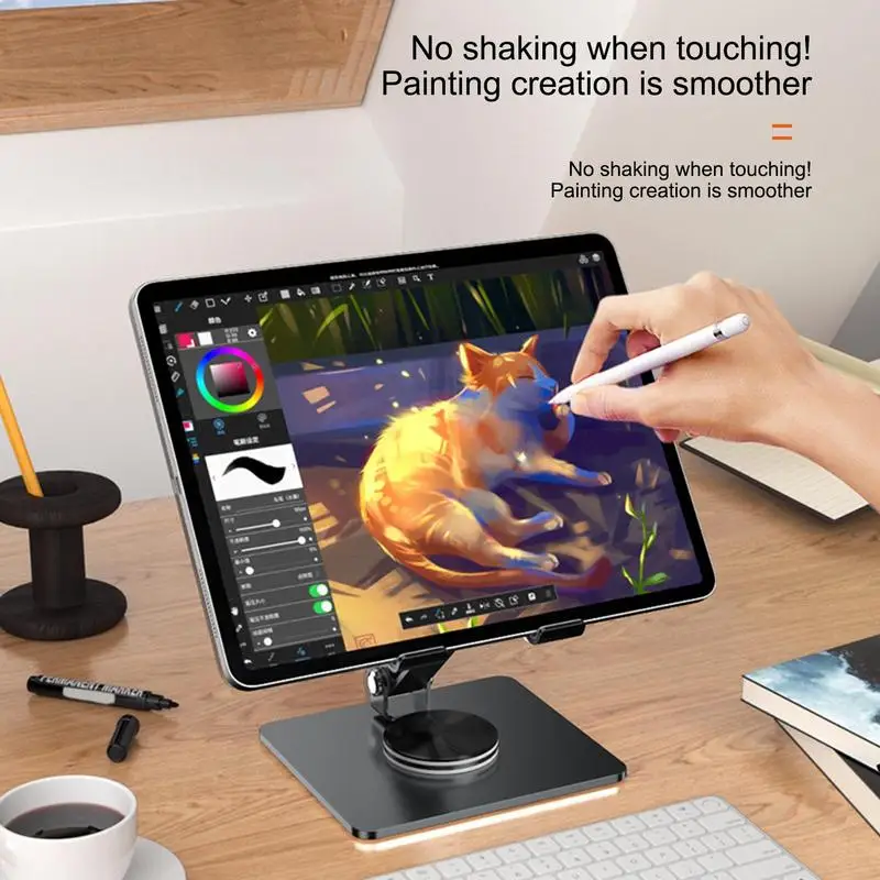 Adjustable Tablet Stand Portable Monitor Stand 360 Degree Rotating Portable Monitor Stand Non-Slip Foldable Aluminum Tablet