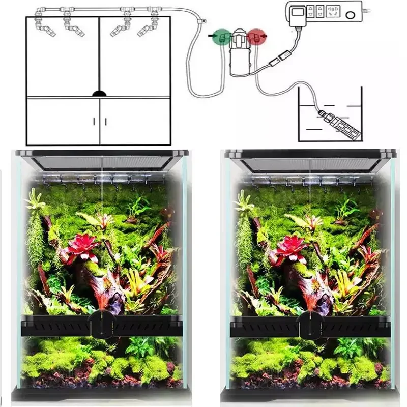 Reptile Rainforest Misting Spray System Greenhouse Humidification Cooling Irrigation Nebulizer Tools Terrarium Spraying Device