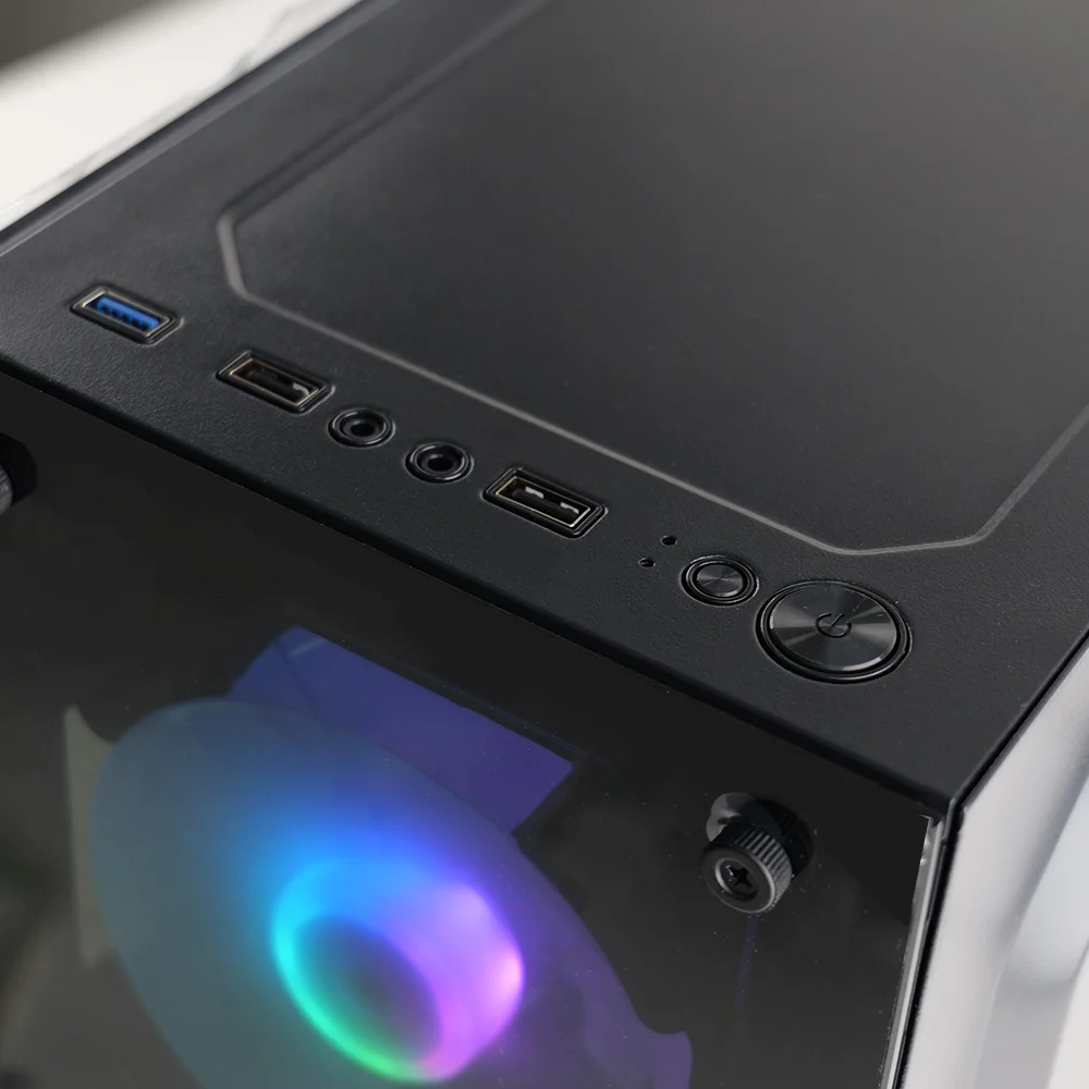 MANMU Casing Komputer & Menara Gaming Matx Casing Pc Casing Pc Hitam Kabinet Pc Gaming-Dengan 4 Kipas