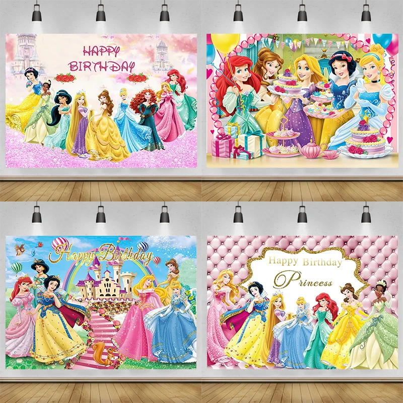 Snow White Background Girl Birthday Party Decoration Background Photo Studio PropsCake Table Banner Baby Bath Photography