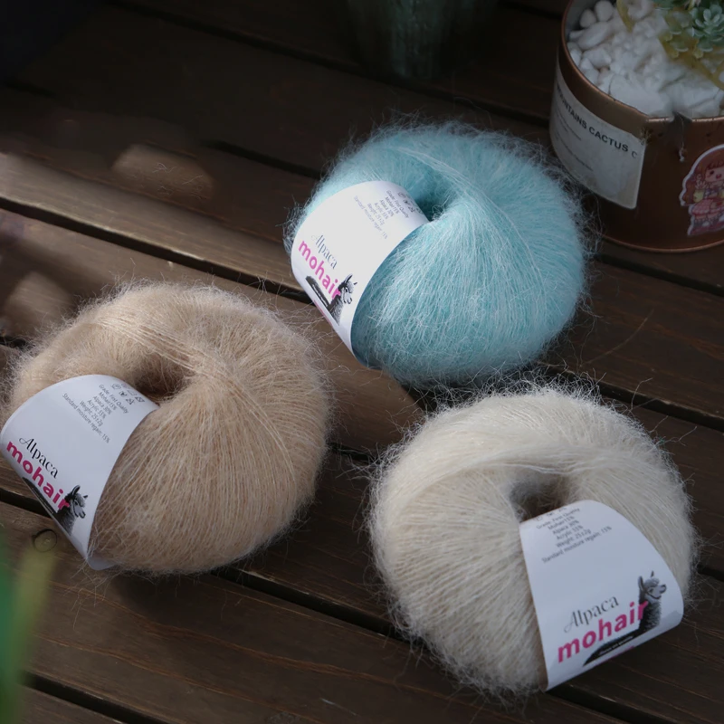 8-teiliges Set Langhaariges Alpaka-Mohair-Garn - 25g pro Strang, Insgesamt 200g, Verschiedene Farben Erhältlich, Mehrfarbiges Strickgarn, Häkelgarn, Geeignet für Stricken von Pullovern, Handschuhen, Haarbändern und Verschiedenen Handarbeiten – Detail 3