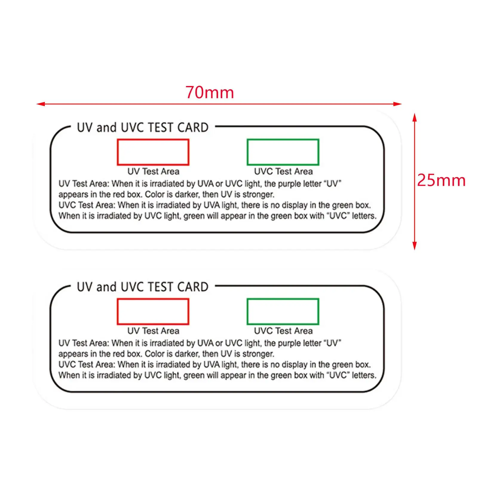 Cartes d'indicateur UVC réutilisables pour la maison, bandes de test, PVC, lumière, 2 pièces
