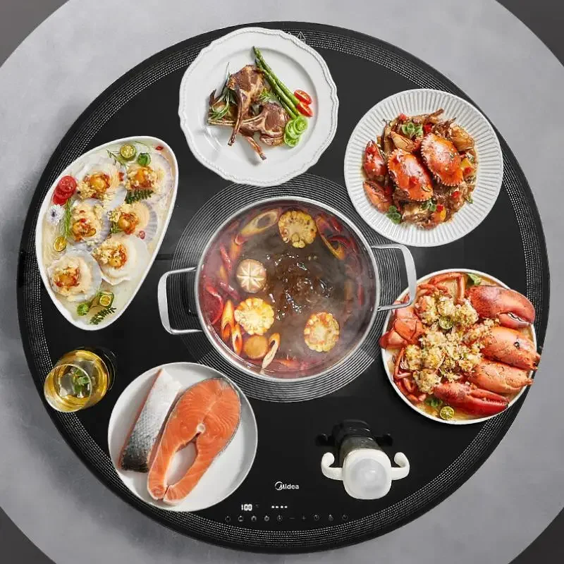 Midea Electric Food Warmer with Hotpot 2200W 220V Rotatary 80cm Thermal Insulation Drying Thawing Warm Wine Food Warmer Plate