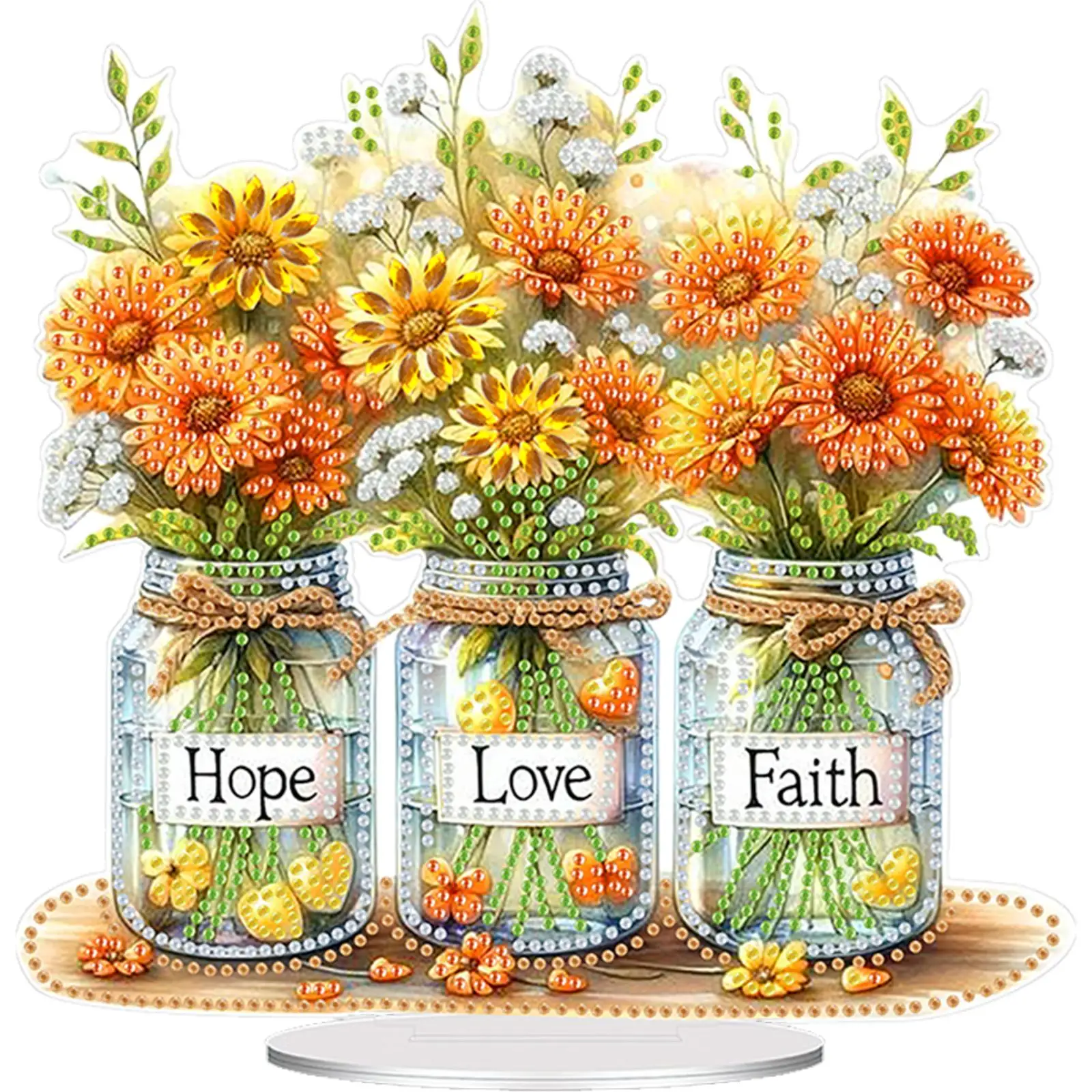 

Acrylic Special Shape Angel Sunflower Rhinestones Desktop Ornaments 5D DIY Diamond Art Tabletop Decorations for Adults Beginner