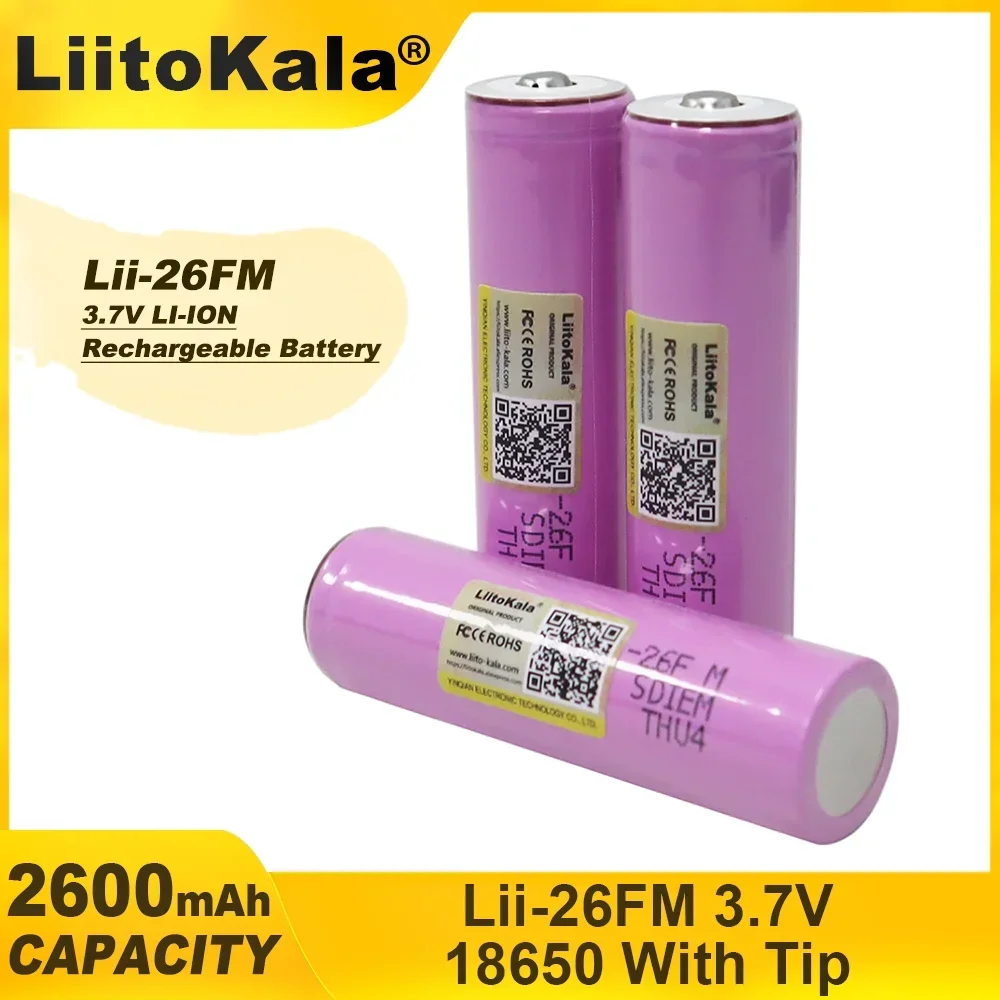 Liitokala 100% Original 3,7 V 18650 2600mAh ICR18650-26FM con punta batería de litio batería de herramienta eléctrica recargable