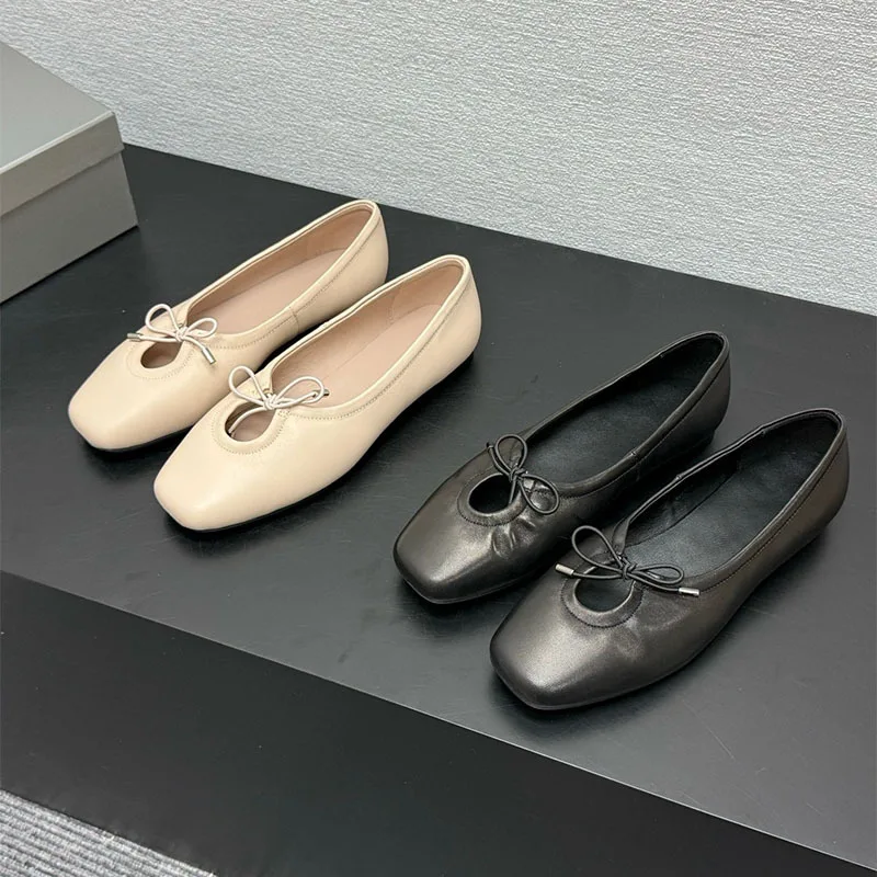 Dave&di Minimalist Women's Shoes Loafer Shollow Out Straps Shallow Mouth Mary Jane Shoes Comfortable Square Toe Flat Shoes Woman