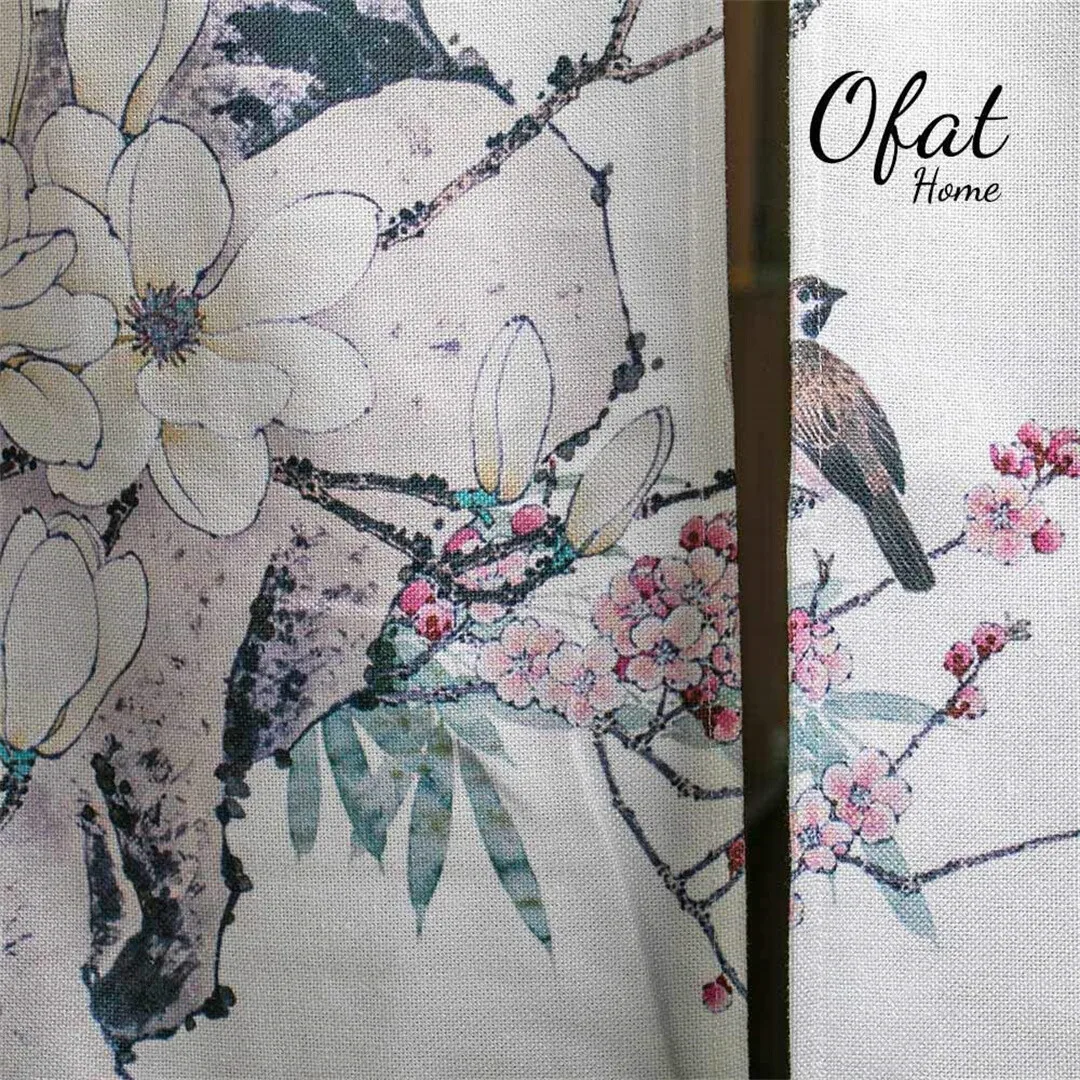 Chinese Plum Blossom Bird Calligraphy Door Curtain Minimalist Art Home Decor Enhance spatial aesthetics Suitable for all seasons