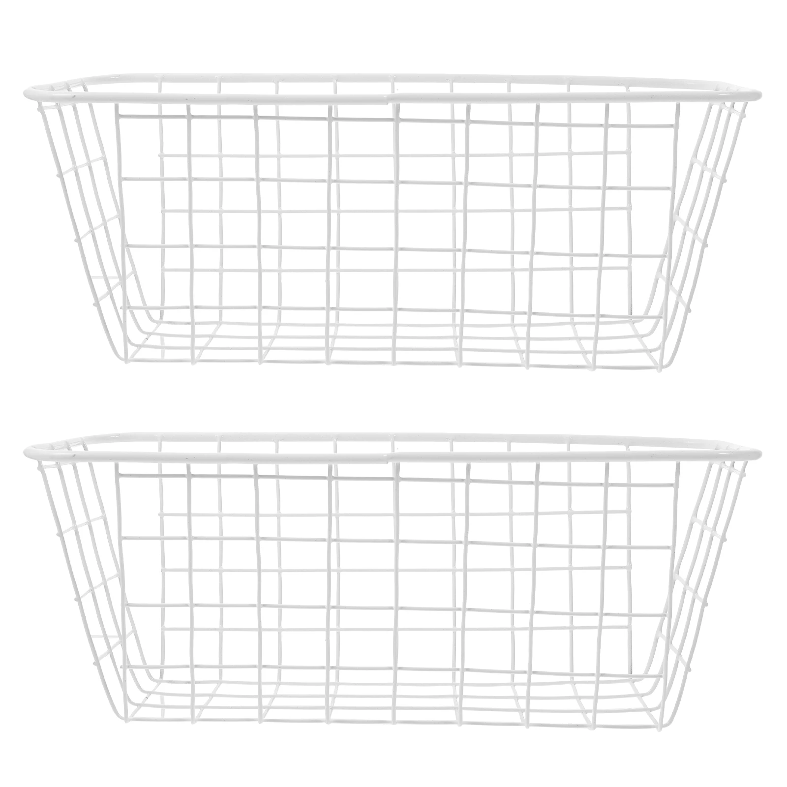 

2Pcs Non-Punching Baskets Kitchen Bathroom Storage Wire Shelves Metal Organizer Wall Basket Large Capacity Anti-Rust
