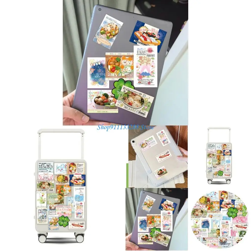 G88D 30 Sheets Laptop Sticker Japanese Snacks Decorative Sticker Scrapbooking Sticker