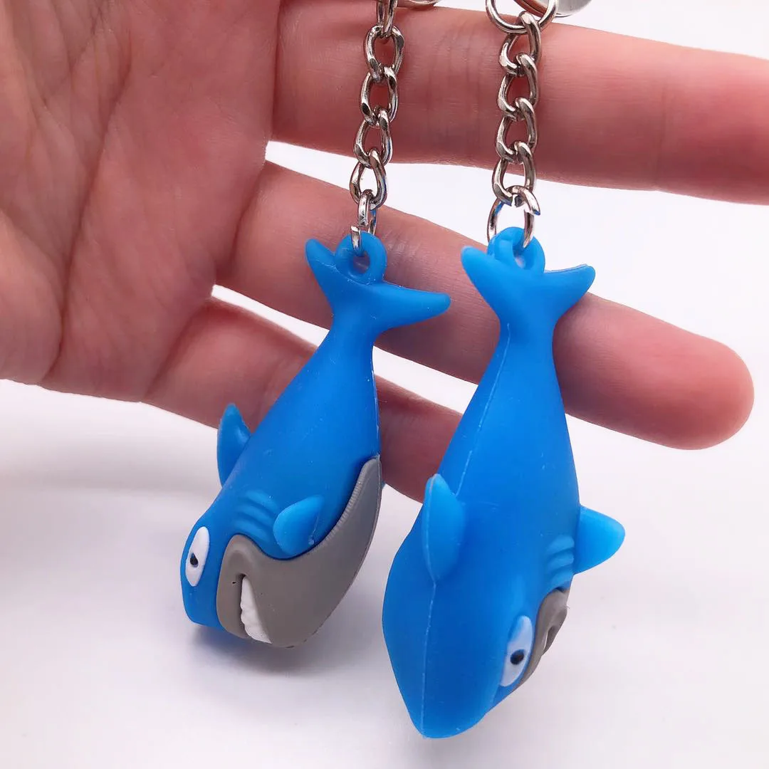 Creative Cartoon Cute 3D Three-dimensional Soft Glue Shark Keychain Bag Mobile Phone Car Keychain