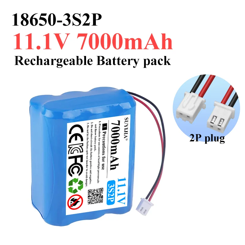 11,1 V 18650 3S2P 7000 mAh Akku 12 V wiederaufladbarer Lithium-Akku mit BMS-Backup-Stromversorgung für CCTV-Monitor Bluetooth