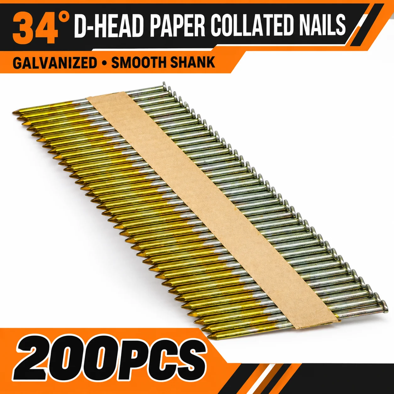 Galvanized Framing Nails Paper Collated - 200PCS Paper Collated Framing Nails 30-34