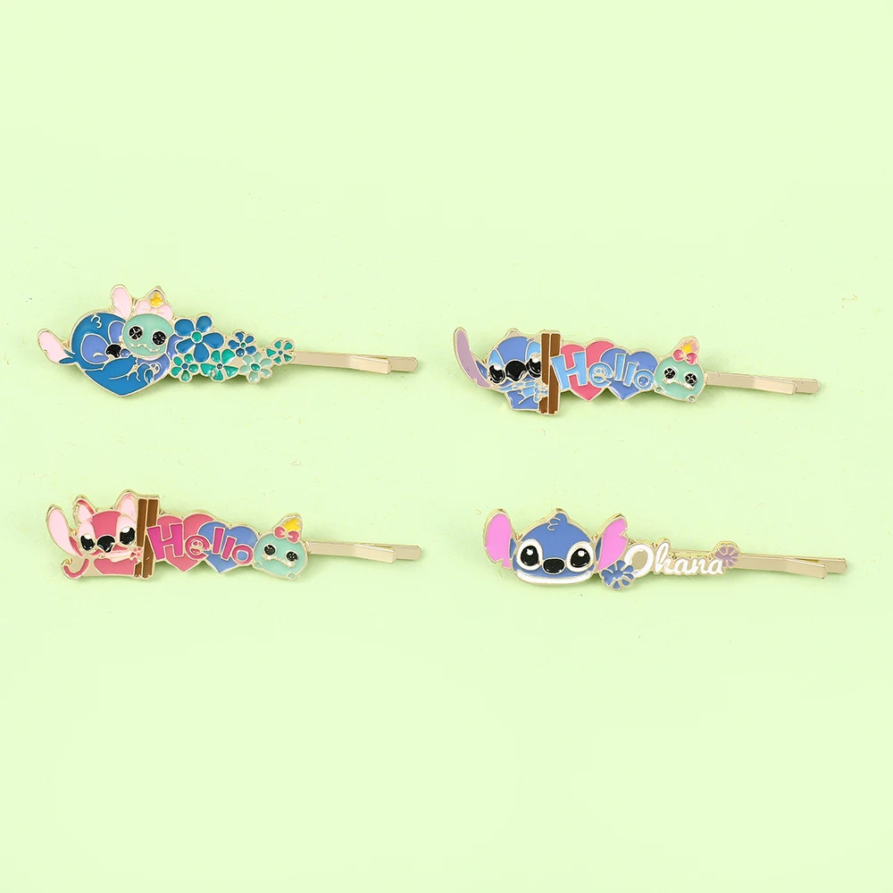 Bandai Animation Lilo & Stitch Cartoon Hairpin Cute Stitch Metal Enamel Hair Clip Fashion Hair Pins for Women Head Accessories