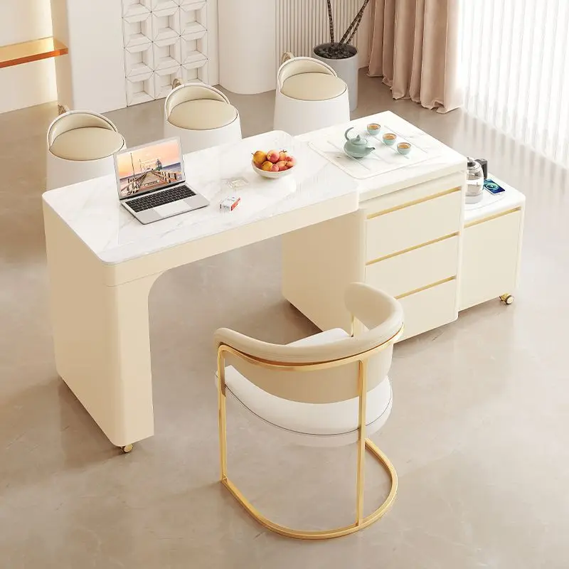 retractable rotating cream wind, rock slab small tea table, small apartment balcony, tea table and chair combination movable