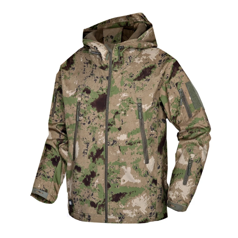 Chaqueta de concha suave de piel de tiburón TAD para hombre, Sudadera con capucha de camuflaje, abrigo táctico de caza a prueba de viento, ropa para acampar y hacer senderismo