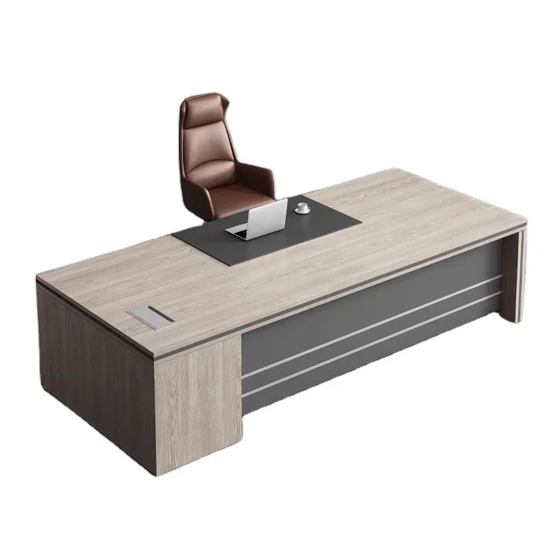 2026 Custom modern minimalism computer/laptop wooden table & pedestal manager executive desk for CEO Boss Office and Commercial
