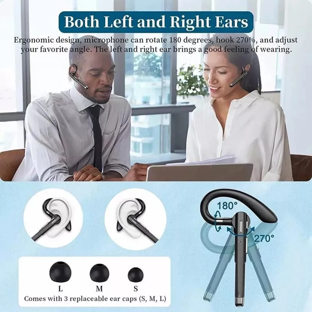 Open Ear Headset Bluetooth 5.3 Air Conduction Wireless Headphones with Noise Cancelling Mic for Office Running Cycling Driving