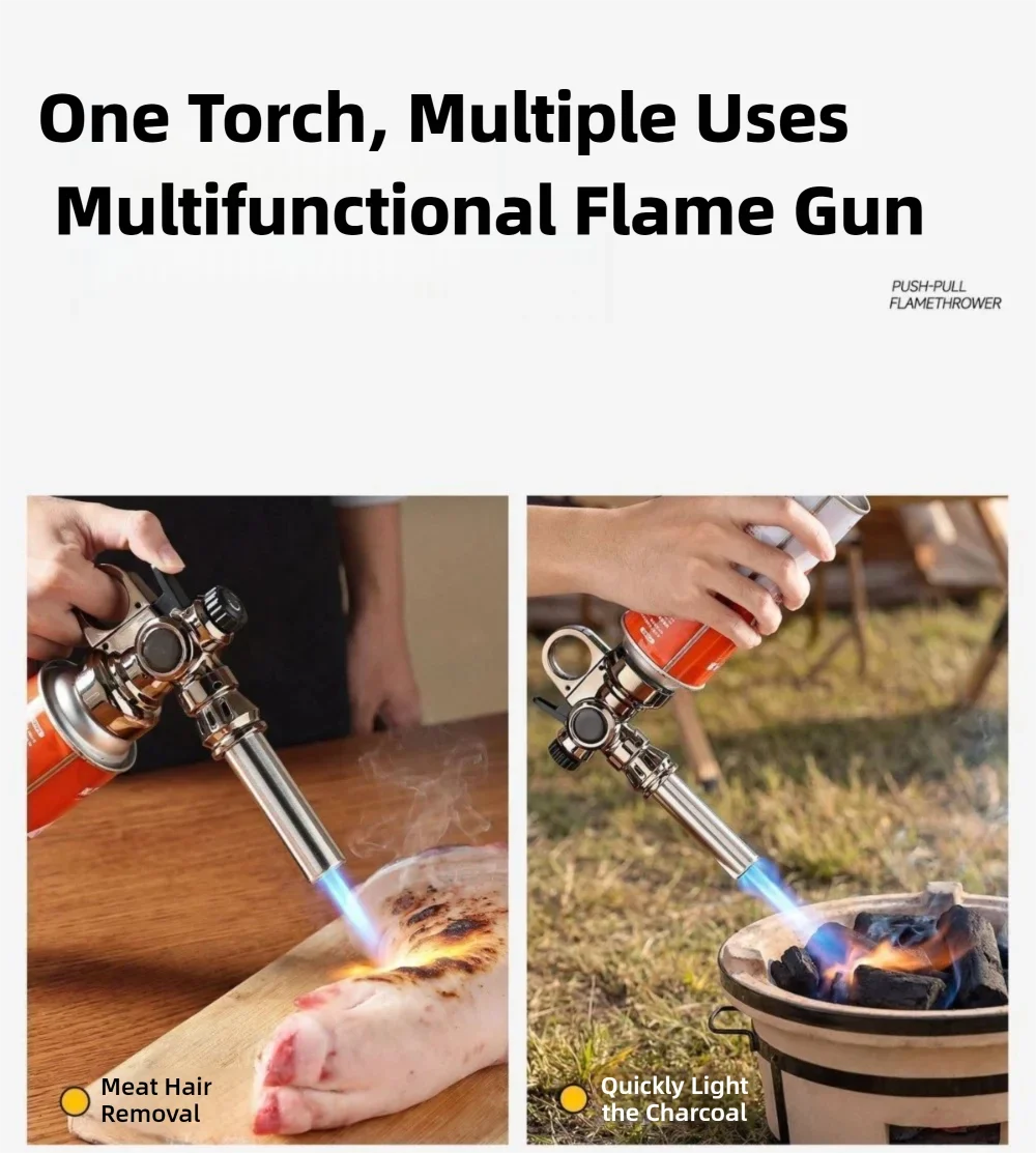 360 ° Reversibler Butangas-Brenner, Mehrzweck-Hochtemperatur-Flammenwerfer für BBQ, Holzkohleanzündung, Fleischhaarentfernung und Kochen – Detail 9