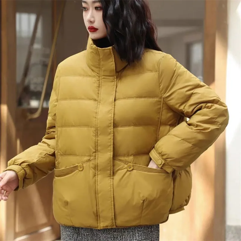 

Women's Cotton Jacket Traf 2025 New Arrival Vintage Lenzing Rayon High Collar Large Pocket Decorative Quilted Coat for Women