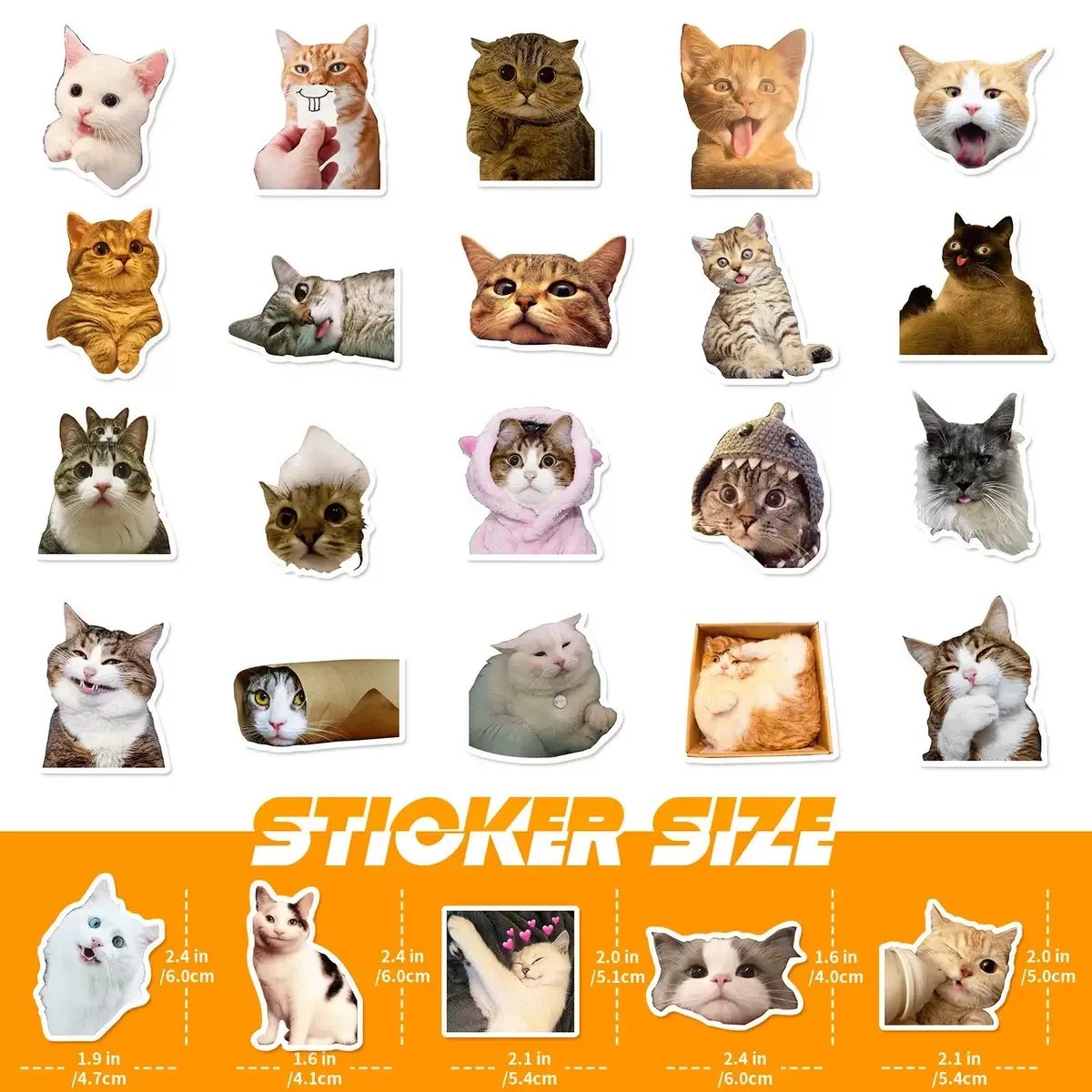 50Pcs Funny Cat Stickers Adorable, Kawaii and Colorful Decals Perfect for Water Bottles, Laptops and phone image 3