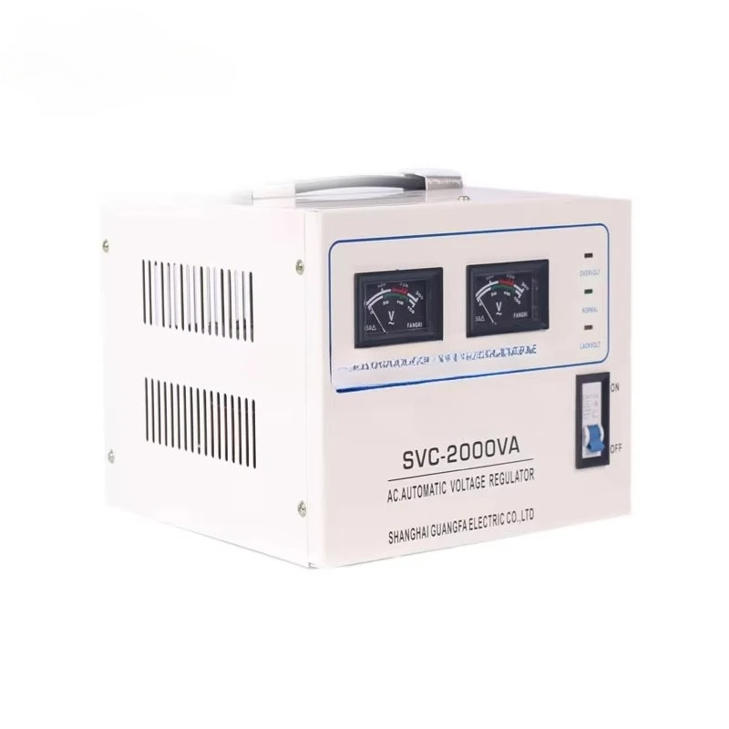 Home Use Full Automatic Single Phase 220V AC 2 KVA Voltage Stabilizer with SVC Servo Motor Control and Copper Winding