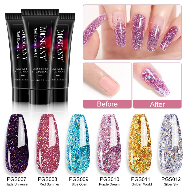 Poly Nail Polish Gel Quick Building Acrylic Extension Gel Semi Permanent Crystal Quick Nail Gel Art Design Set  24 Color