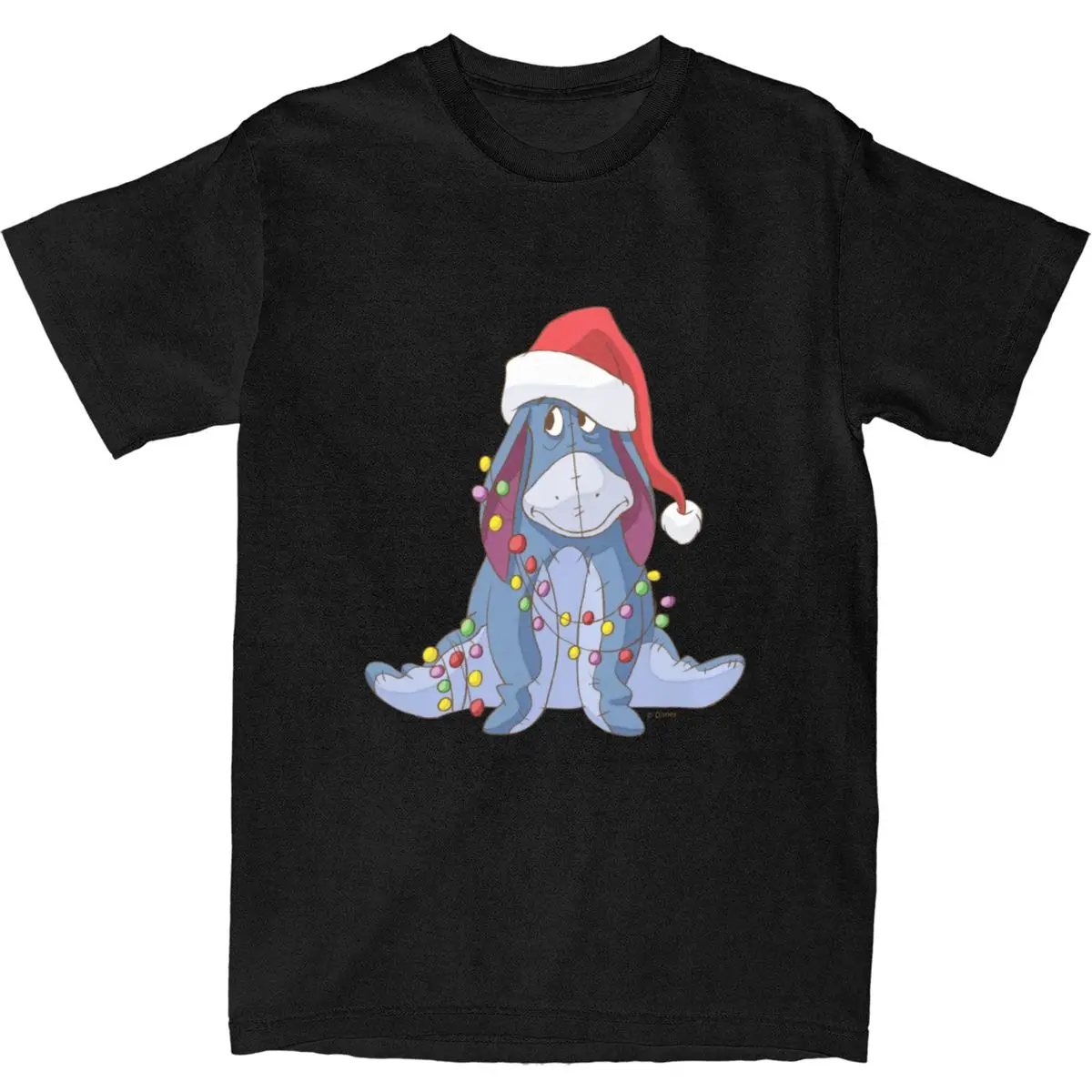 Winnie The Pooh Eeyore Santa ClauS Christmas T-Shirt Summer T Shirts Cotton Fashion Tee Shirt For Man Short Sleeve Custom Tops