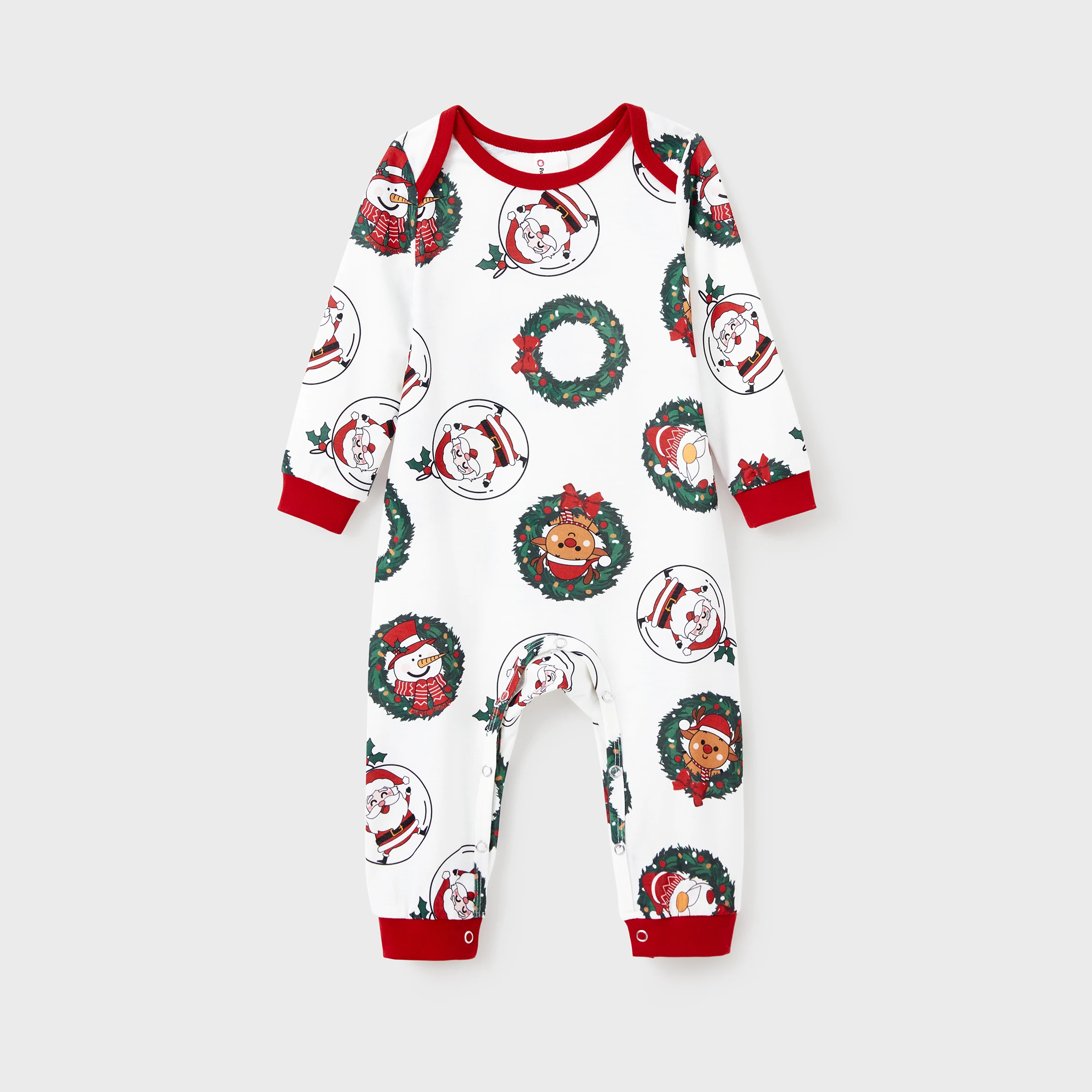 PatPat Christmas Pajamas Sets Family Matching Santa & Reindeer Wreath Holiday