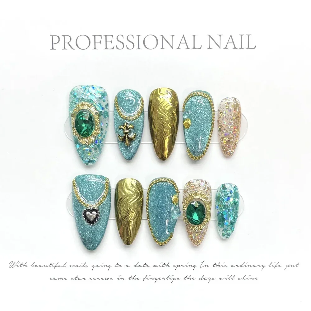 Handmade Almond Press on Nails Y2k Red Luxury Korean Design Reusable Adhesive False Nail Full Cover Nail Tips Desired Life Store