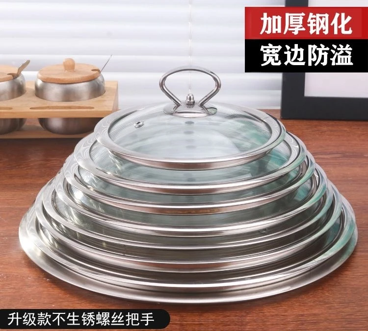 Olla para sopa, cacerola, sartén, tapa Wok con perilla, pieza de cocina, tapa de vidrio templado transparente