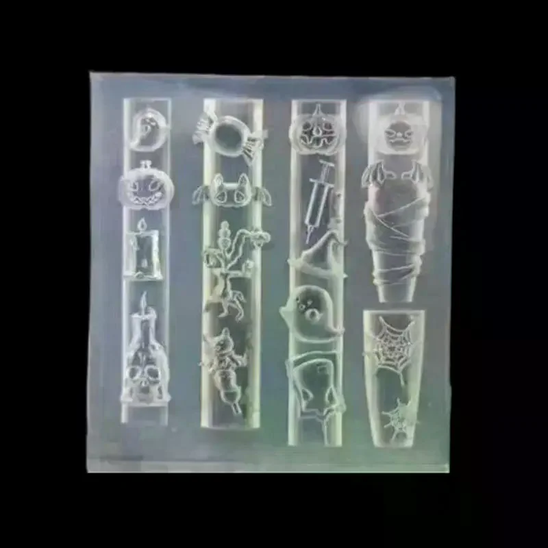هالوين 3D سيليكون مسمار العفن اليقطين الجمجمة الخفافيش شبح العنكبوت ويب الأظافر قوالب مانيكير تصميم أدوات DIY مسمار الفن الديكور #4