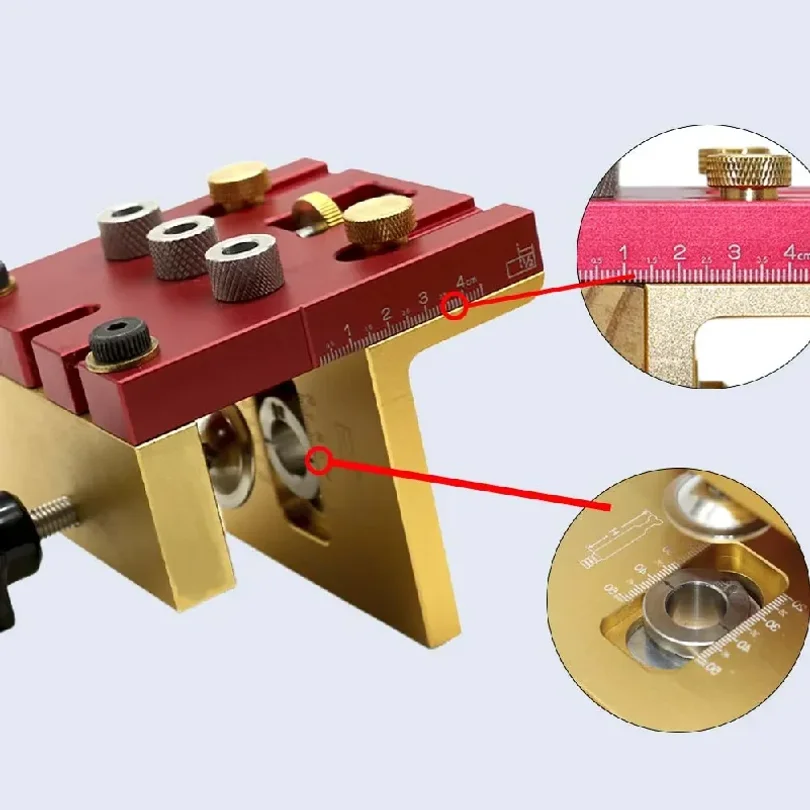 Woodworking 3 In 1 Dowelling Jig Kit Adjustable Pocket Hole Jig 6/8/10/12/15mm Drilling Guide Tenoning Pin Hole Puncher Locator