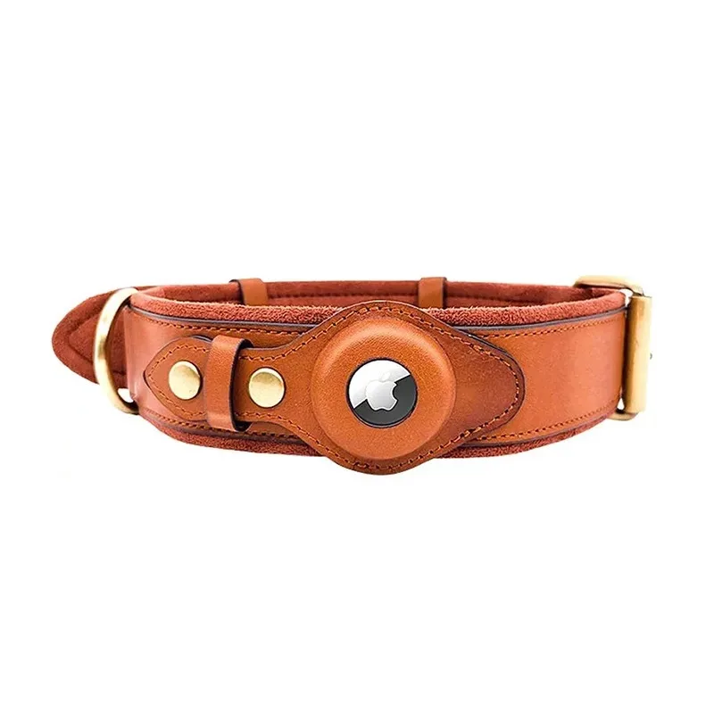 New Leather Pet Adjustable Collar for Apple Airtag Location Tracker Dog Cat Anti-lost AirTag Case Airtags Location Collar