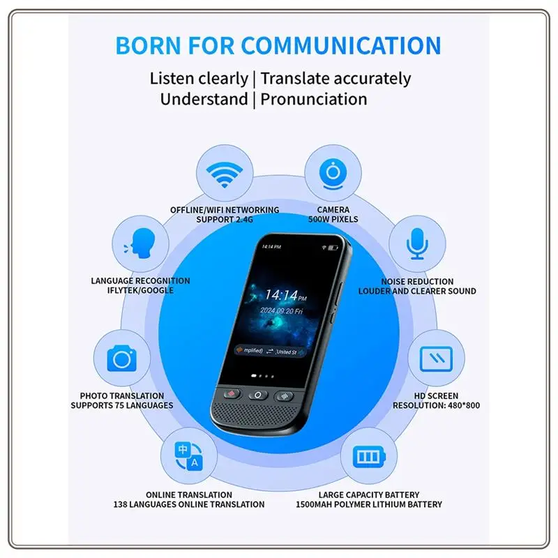 

Reliable-T7pro Real-Time Language Translator Voice Text Photo Translate Chatgpt Speak Freely Touch Screen Headphone Electronic,T