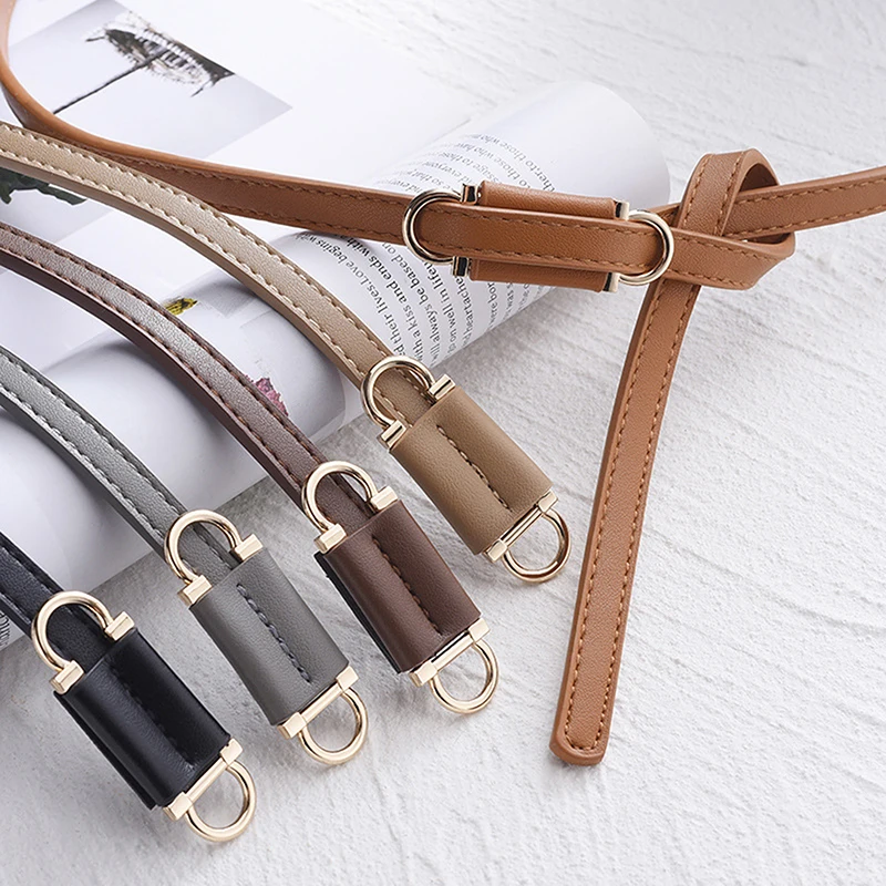 

Multi-color Fashion Thin Belt For Women Girls Casual Decoration Belts Solid PU Leather Waistband Personalized Simple Knot Belts