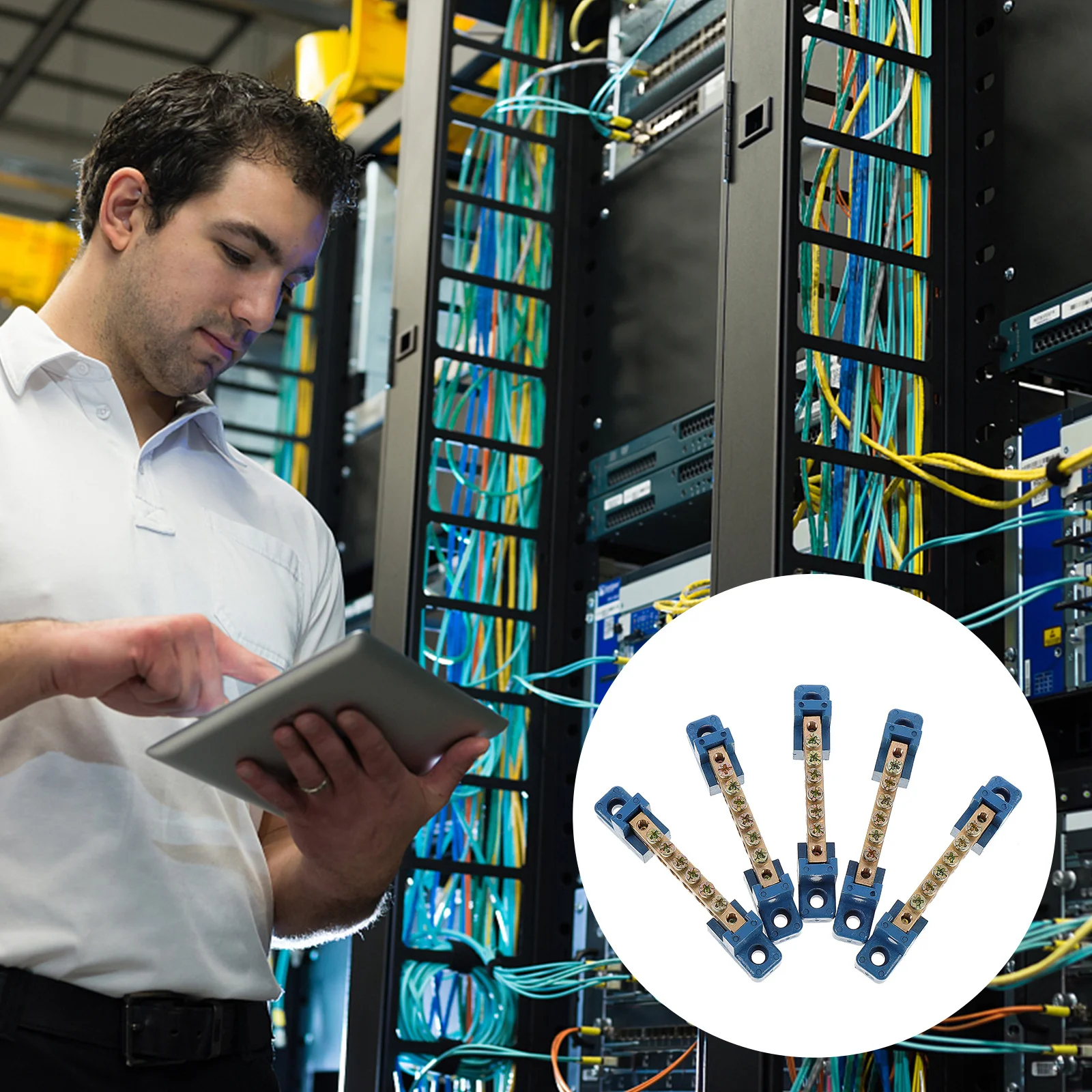 

5Pcs Grounding Bus Bar Brass Terminal Block 6 Positions Terminal Strips for Car Truck Yacht Electrical Distribution Cabinet