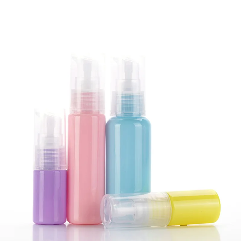30 Teile/los 30ML Candy Farbe Flasche Leere Kunststoff Pumpe Flasche Gelb PET Flasche Creme Pumpe Rosa Flasche Container