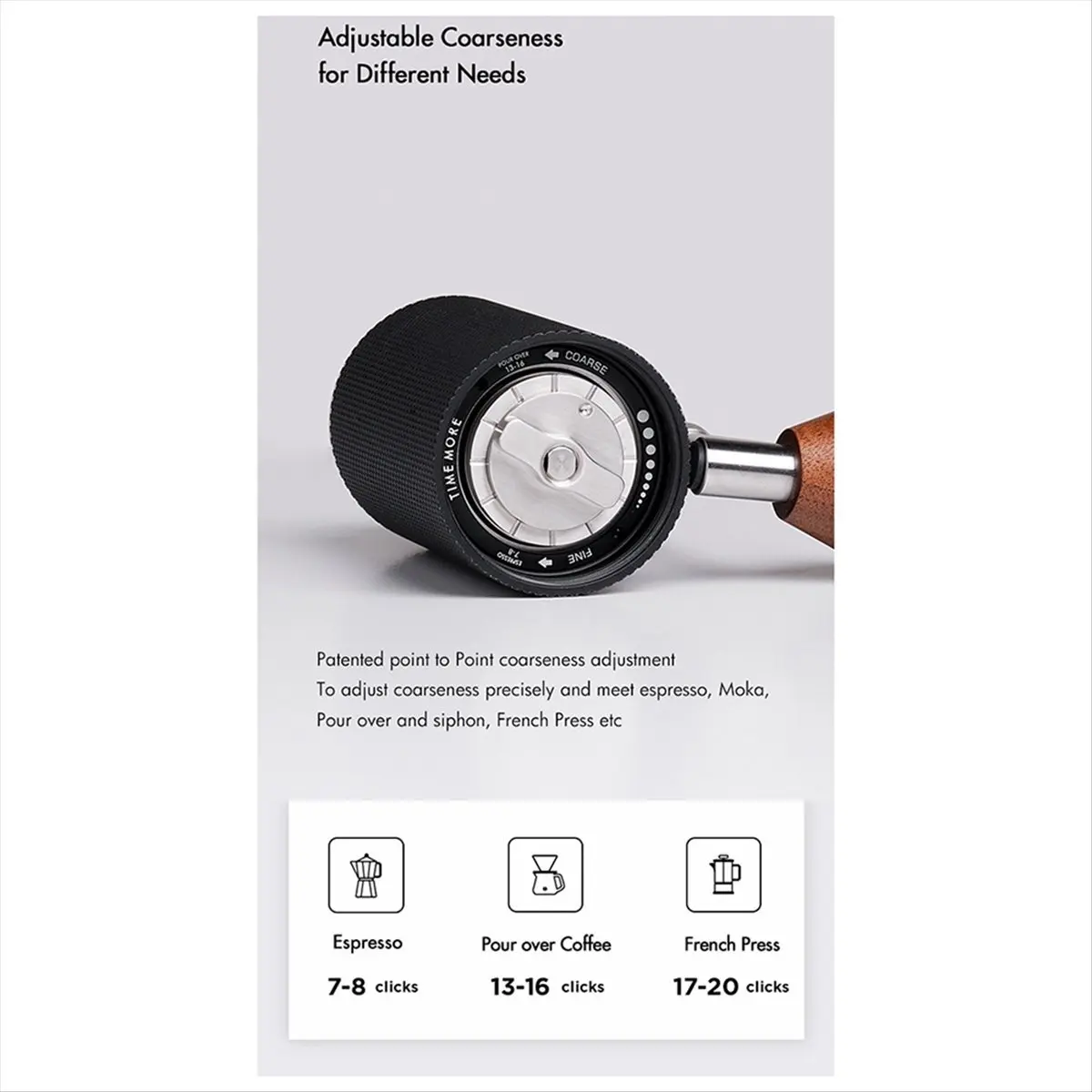 

(AIMA) Manual Coffee Grinder, Hand Grinder, Precision Grinding Folding Crank for Easy Storage White