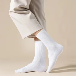 Men's Cotton Striped Socks Breathable All Season Solid Color Business Warm Knit Middle Tube High Quality Socks