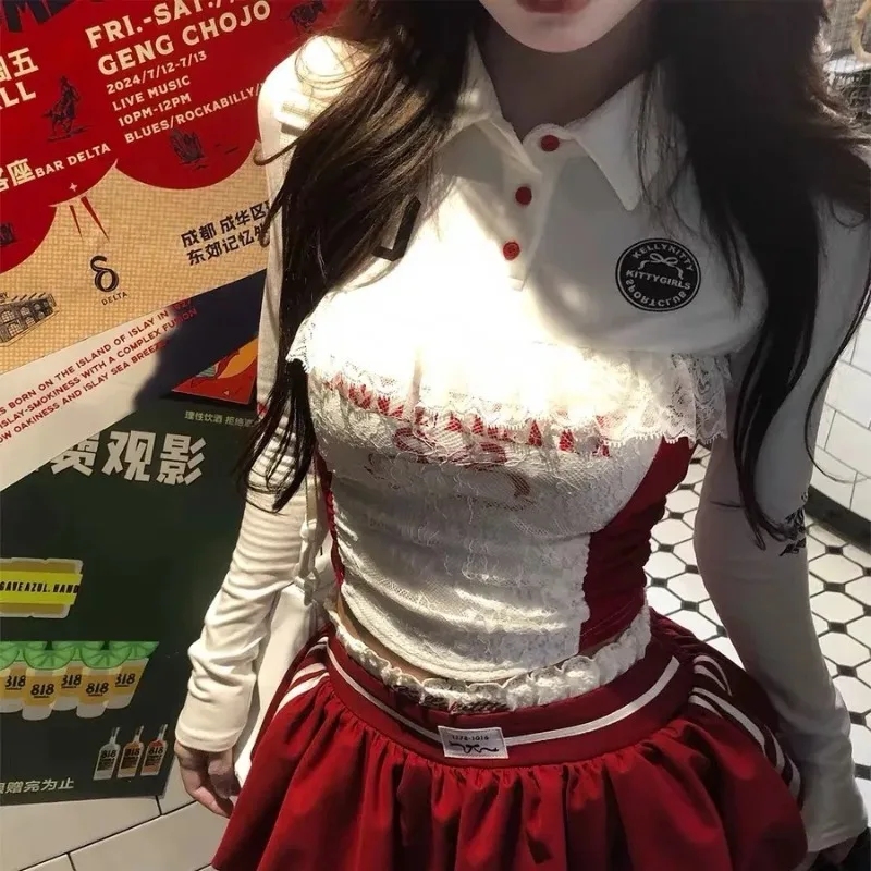 女性用レタープリントの襟付きフィットネスセット,スウェットシャツとミニスカート,おそろいの衣装,ストリートウェア,春と夏,2022