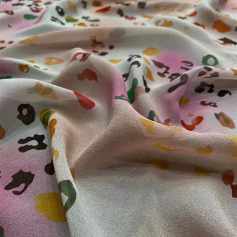 Novo tecido georgette de seda estampado em cores doces su mommeer vestido camisa