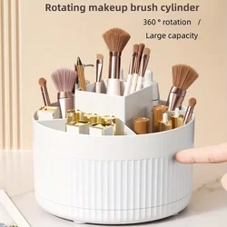 360° Rotating Makeup Storage Box White Large Capacity Desktop Makeup Organizer Home Cosmetic Brush Holder Lipstick Pencil Holder
