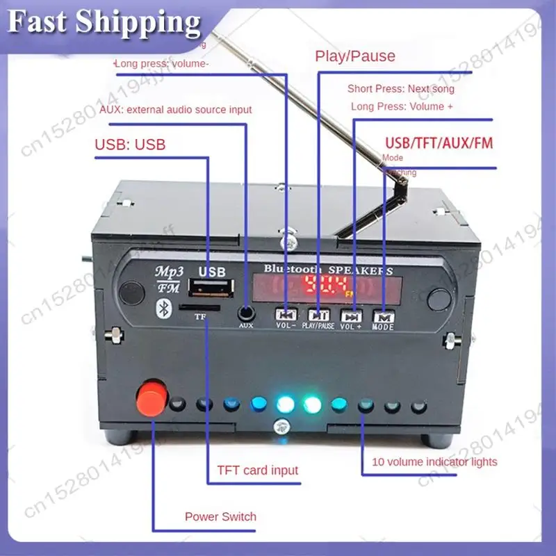 -ABDH DIY FM Radio Electronic Kit Bluetooth Audio 5Wx2 Spectrum Indicate Music Player Soldering Practice