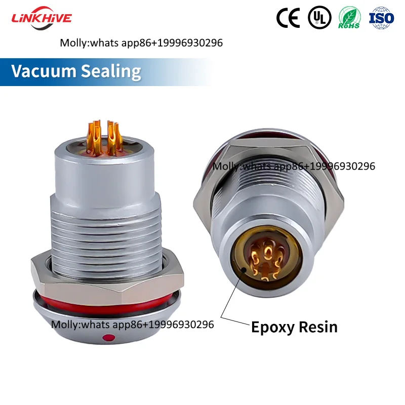 Multiple Pins 2-18 Pin Waterproof IP66/68 L Series 0-3L Gold-plated Pin Chrome-plated Brass Push-pull Self-latching Connector