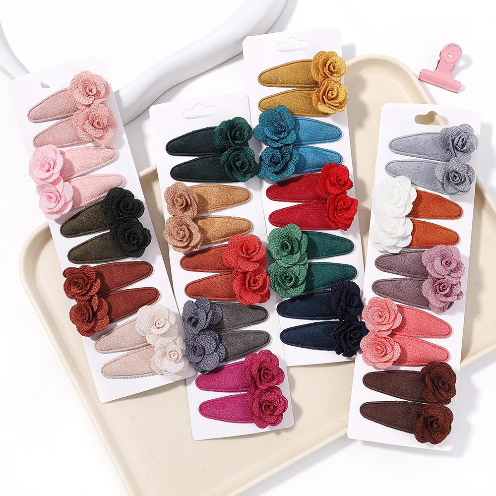 10pcs Cutton Snap Hair Clips for Baby Girls Flower BB Hairpins Colorful Barrettes for Newborn Children Women Styling Accessories