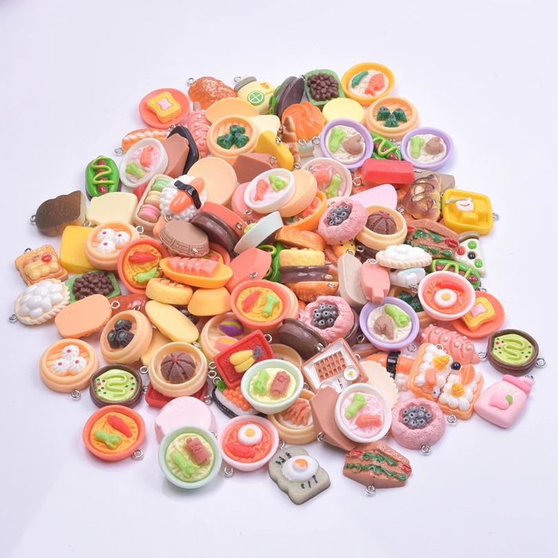 Mix Simulated Dessert Food Charms For Jewelry Making Supplies Cake Snack Pendant Resin Accessories DIY Keychain Earring Findings