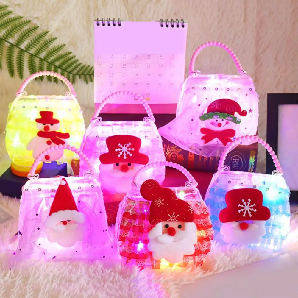 Christmas Handbag Faux Pearl Strap Glowing Festive Children Gift Bag for Merry decoración hogar