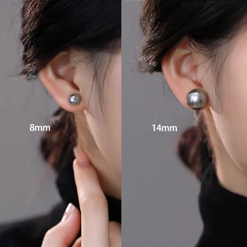 999 إبر الأذن الفضية العديد من القنب أورورا البلاتين الفضة الرمادية شقة مستديرة على البخار الكعك اللؤلؤ وأقراط المرأة كبار